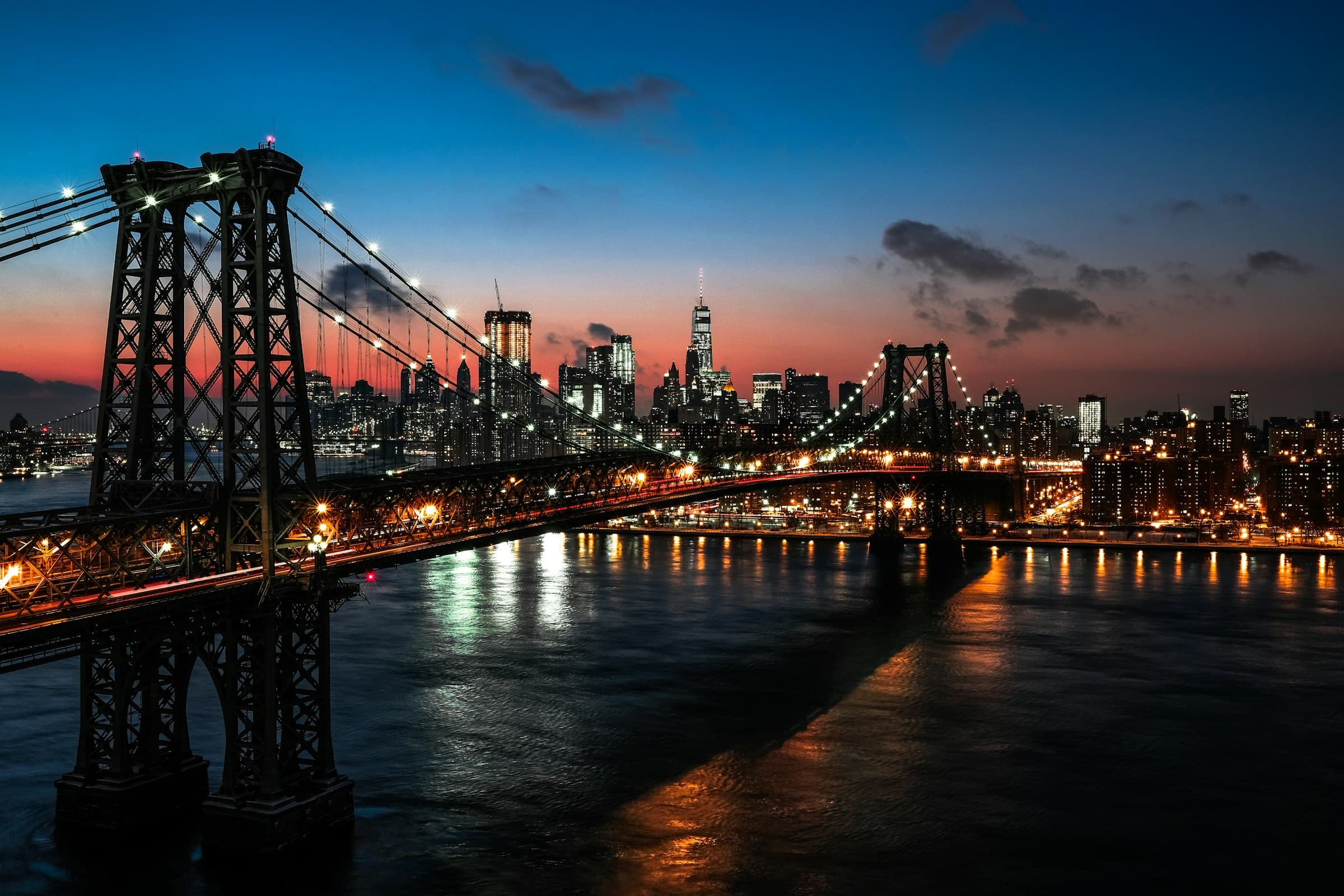 New York skyline at dusk